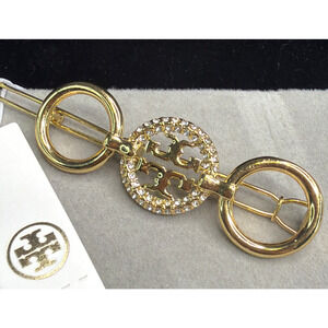 Tory Burch Gold Miller Pavé Crystal Hair Barrette – NEW With Tag